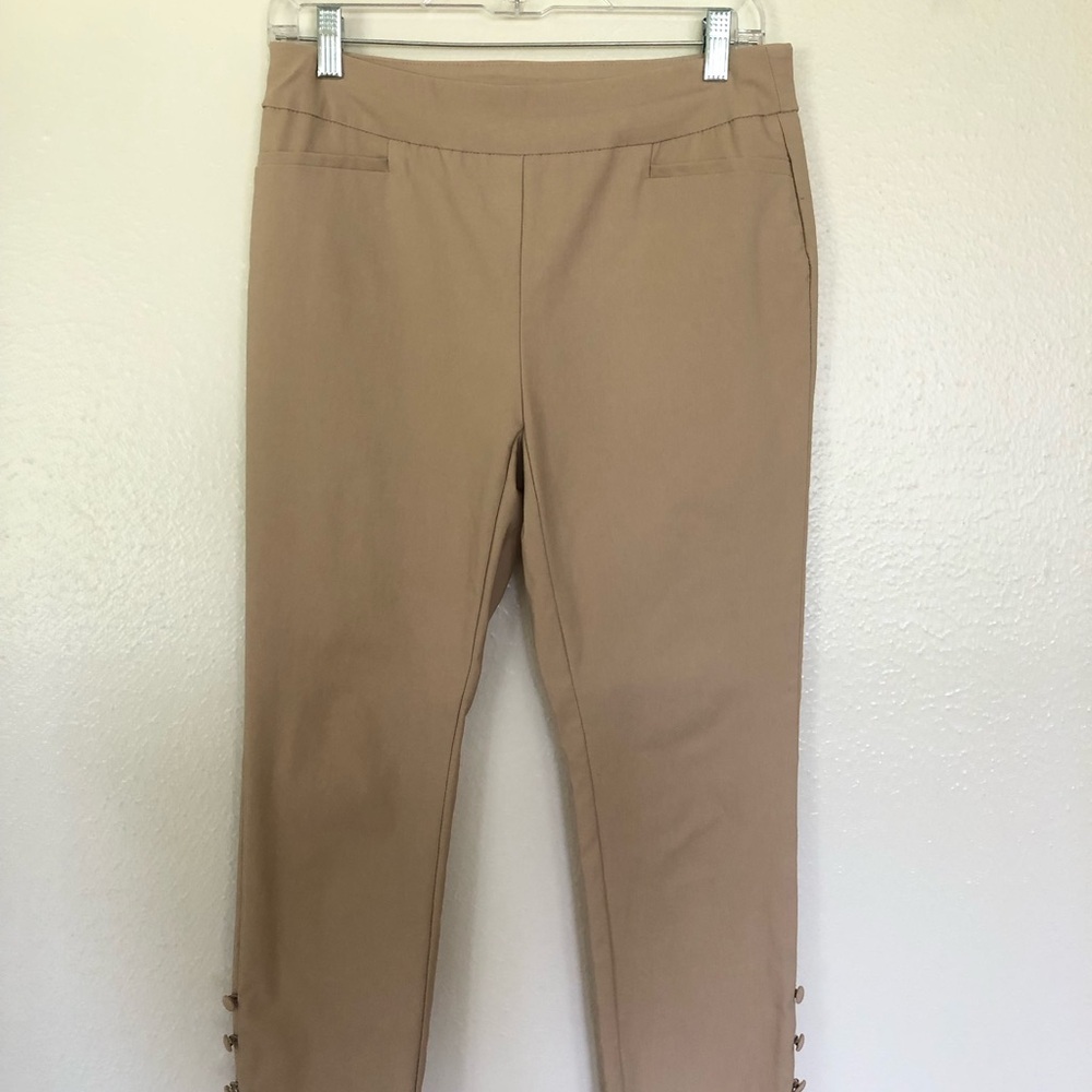 Chico's Button-Hem Tan Ankle Pants Size Petite 0.5